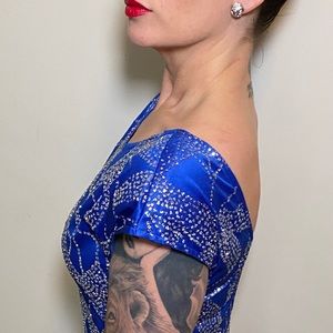 Vintage drop waist dress - royal blue